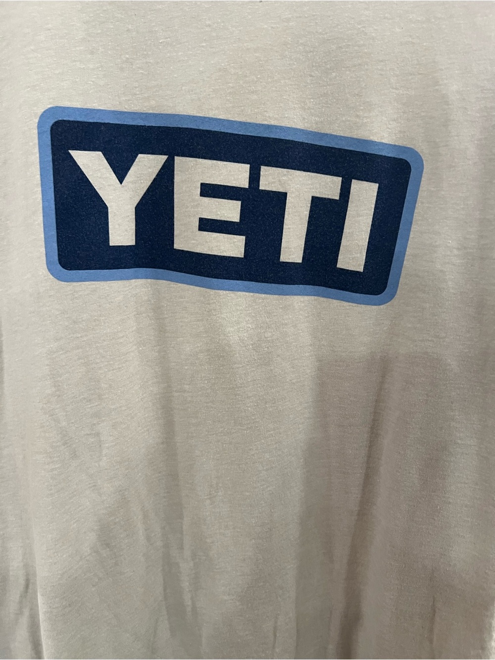 Yeti White T-Shirt with Navy and Light Blue Logo